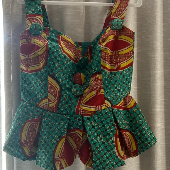 Colorful Patterned African print Peplum Top - Picture 1 of 1
